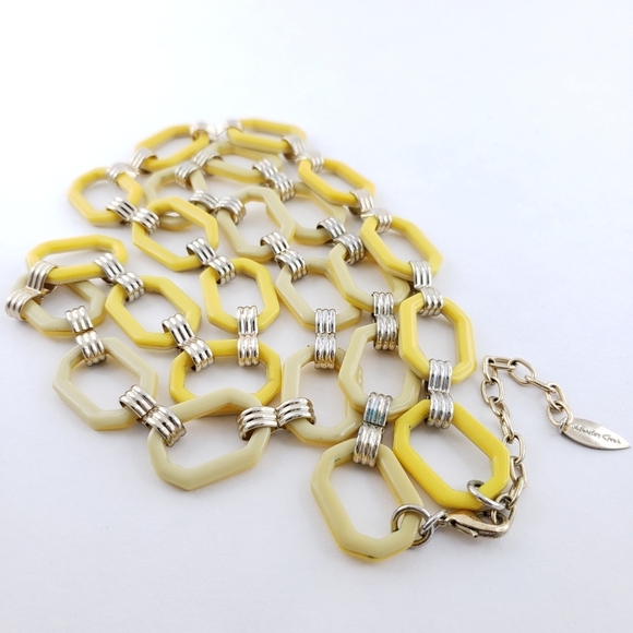 Y2K Coldwater Creek long necklace yellow acrylic open links chunky layer - Picture 12 of 14